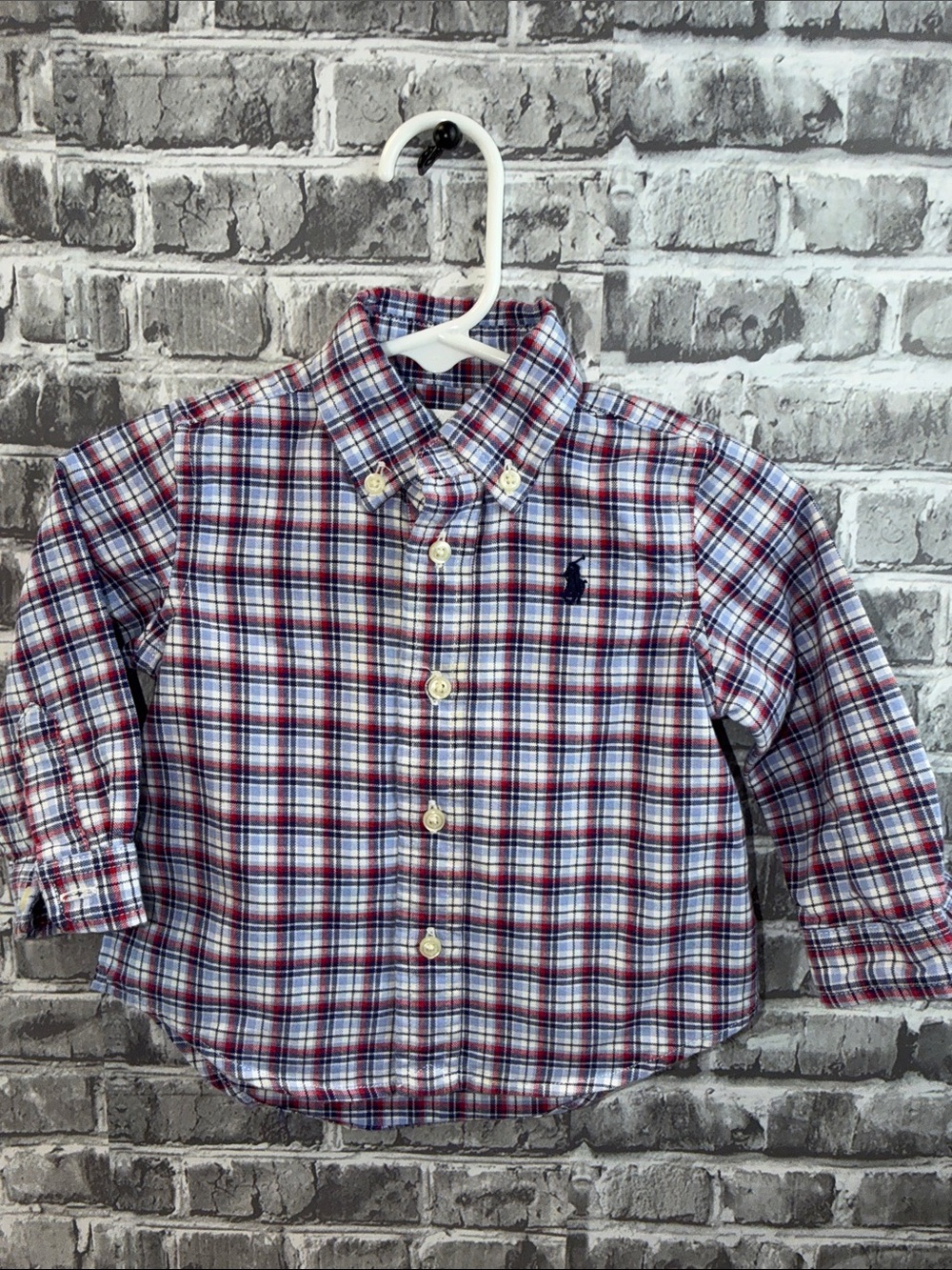 Polo‎ by Ralph Lauren Red, Blue & White Plaid Button-Down Shirt